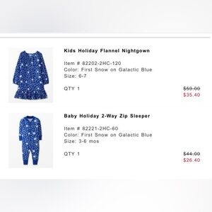 PLEASE READ - Snow Flake/Blue Pajamas - Set of 2 for KIDS